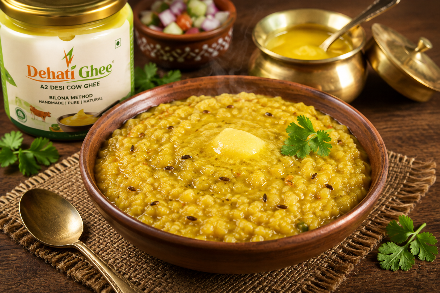 Dal and Khichdi with Dehati Ghee