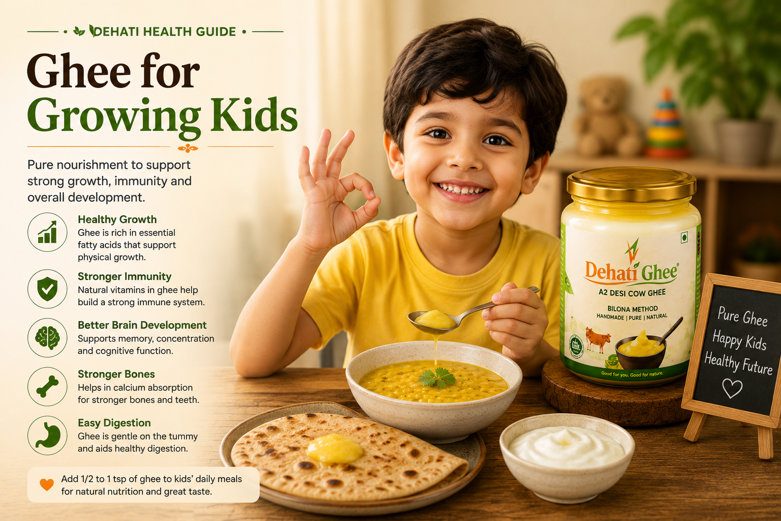 Child enjoying a balanced Indian meal