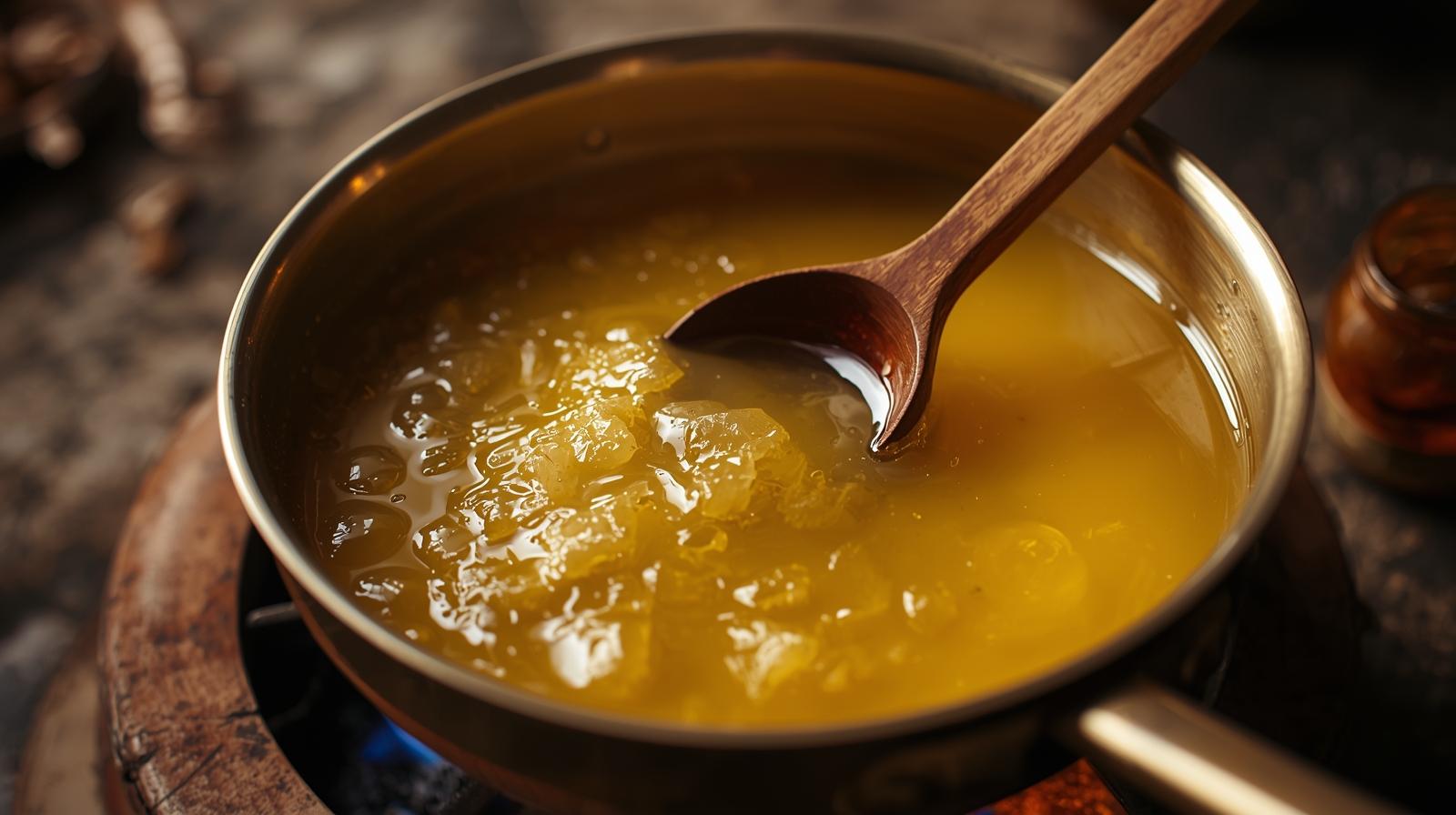 Slow heating of butter to make pure A2 ghee